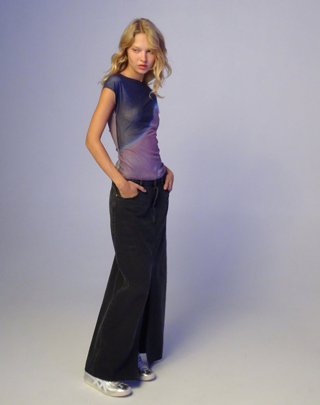 Nova Top in Mesh Roze Digi Verloop Print
