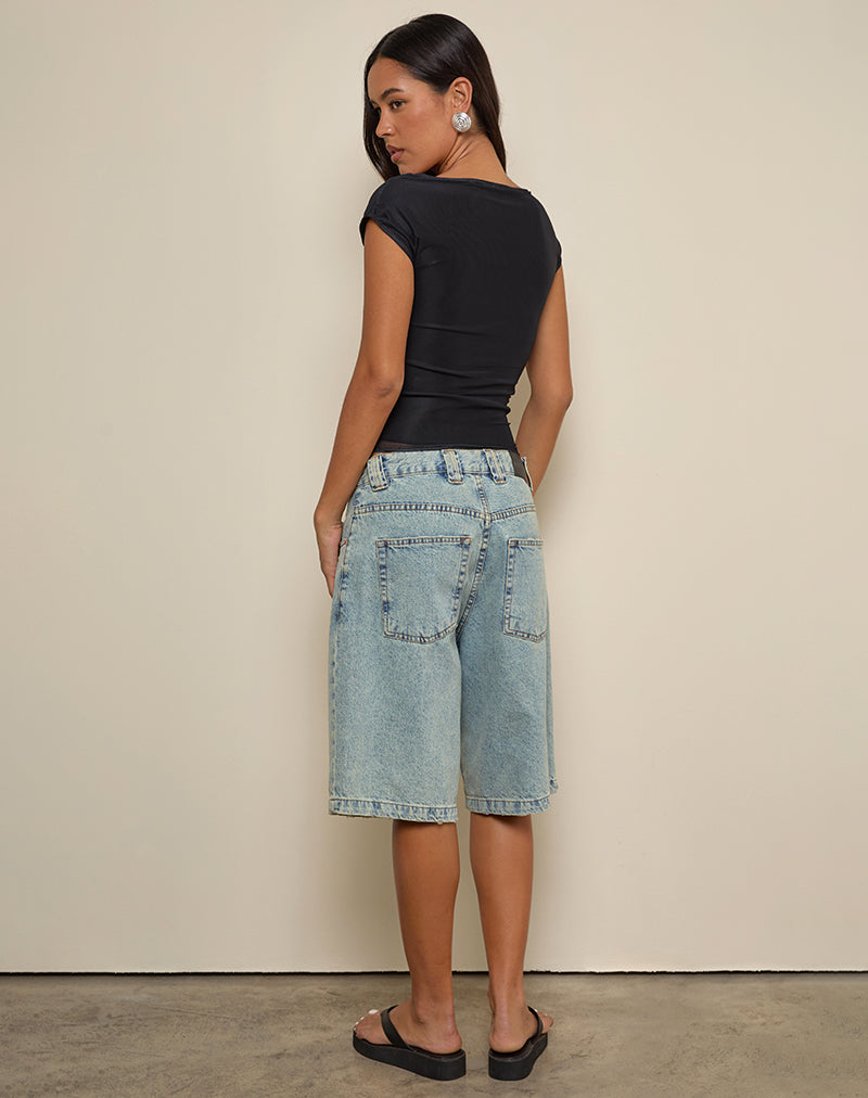 Afbeelding van Nova Top in Aquarel Bloem Blauw