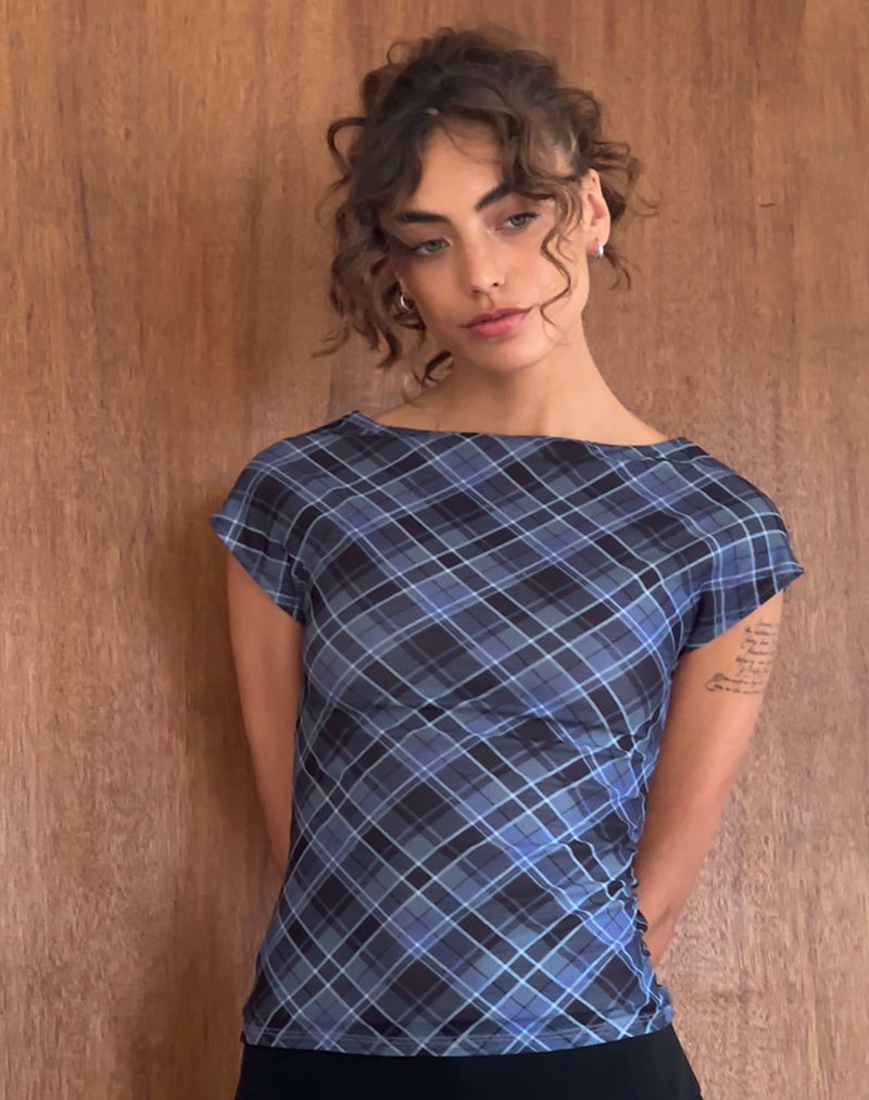 Afbeelding van Nova Top in Blauw Grijs Ruit Mesh