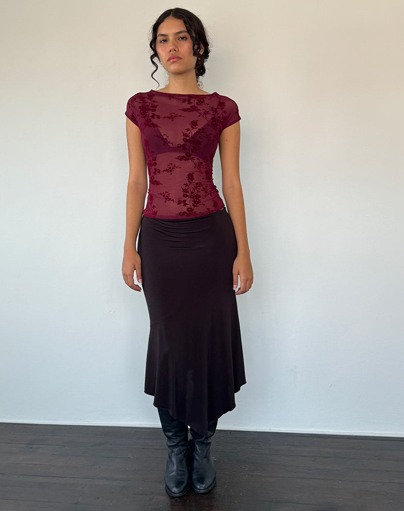 Afbeelding van Nova Top in Botanische Bloem Maroon