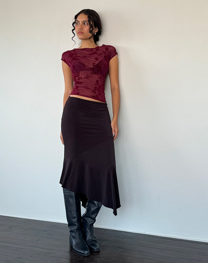 Afbeelding van Nova Top in Botanische Bloem Maroon