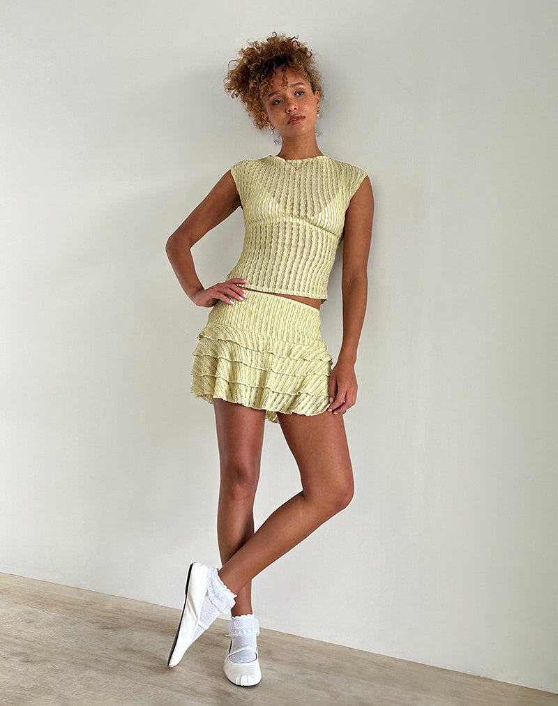 Afbeelding van Carlota Mini Rok in Crinkle Sage