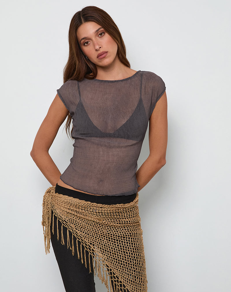Afbeelding van Nova Top in grijs gekreukt chiffon