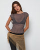 Afbeelding van Nova Top in grijs gekreukt chiffon