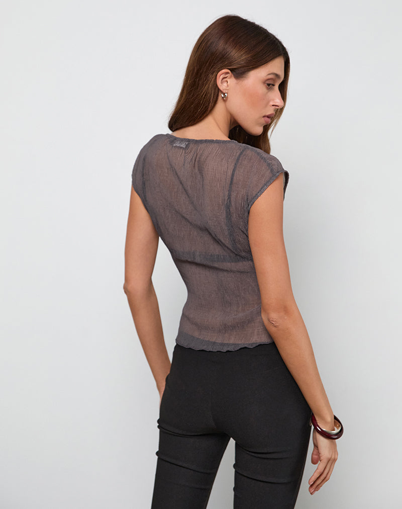 Afbeelding van Nova Top in grijs gekreukt chiffon