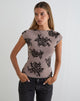 Afbeelding van Nova Top in Taupe Grey met opvallende bloemenprint