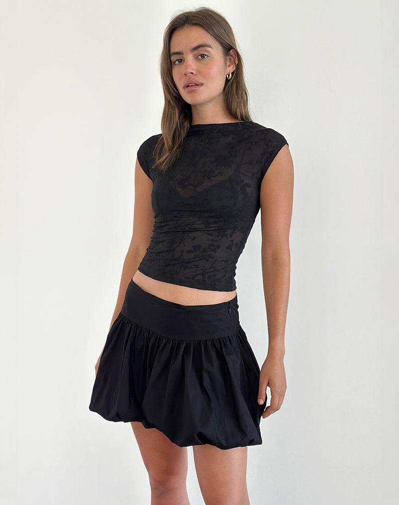 Afbeelding van Nova Top in Bloem Mesh Zwart