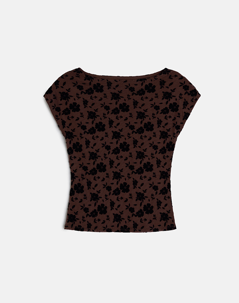 Nova Top in Tuinbloemen Bruin