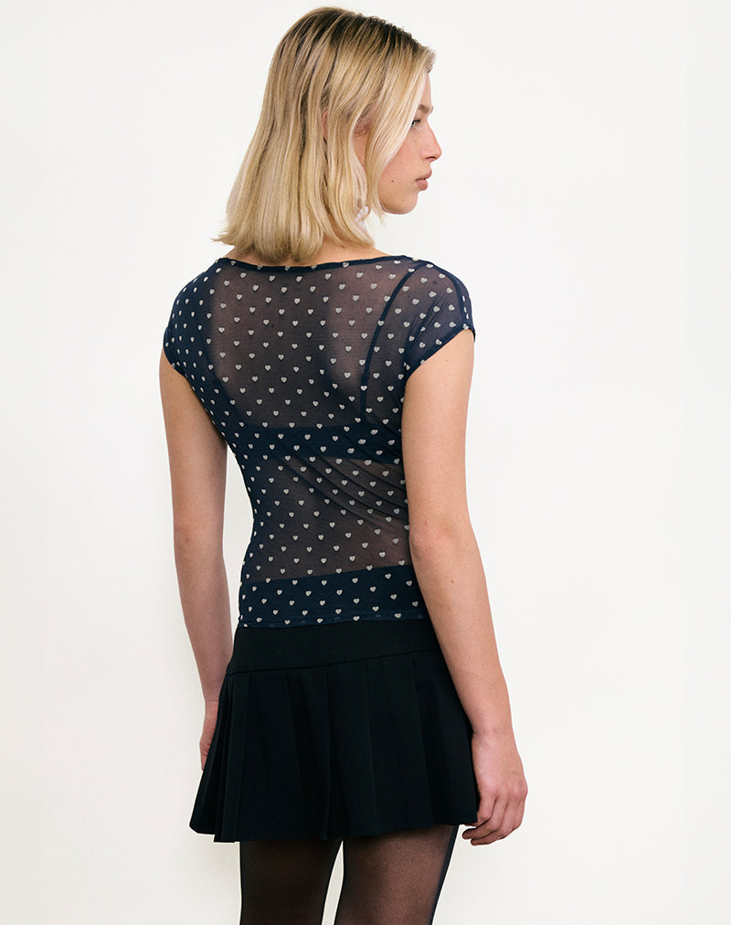 Afbeelding van Nova Top in Heart Flock Navy en Geel