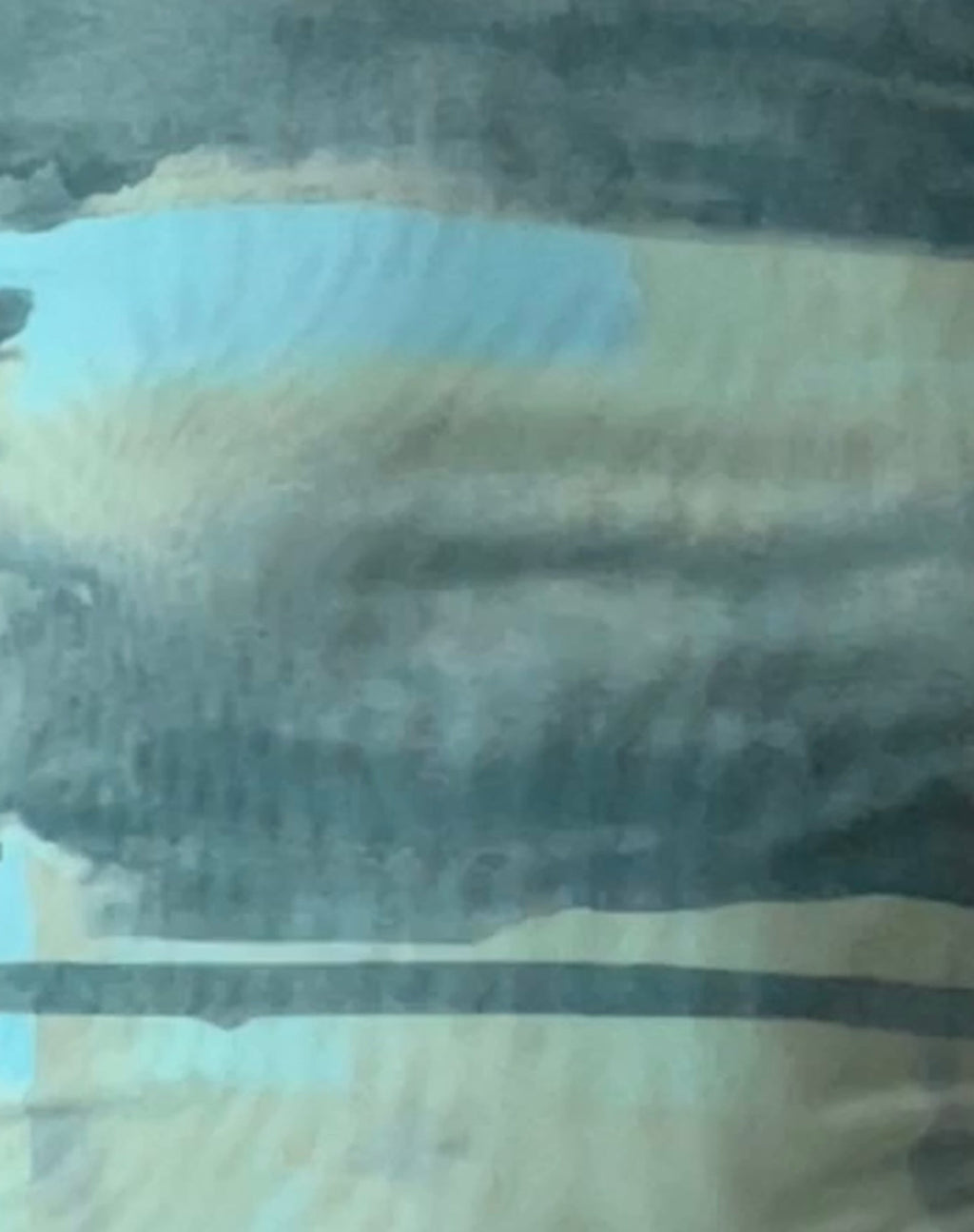 MOTEL X JACQUIE Nova Top in Mesh Groen en Blauw Abstract Verfpenseel