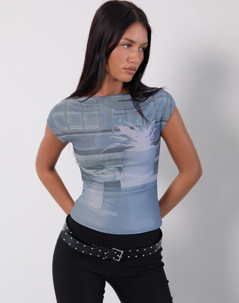 Nova Top in Parlourprint Blauw