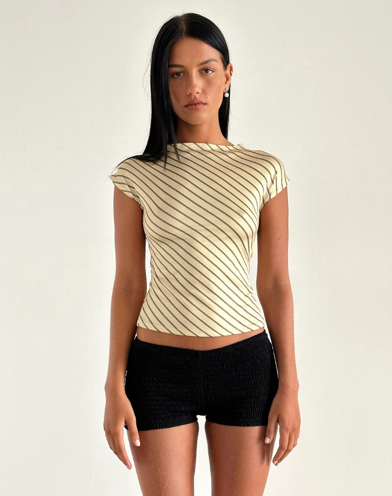 Afbeelding van Nova Slinky Top in Gele Diagonaal Streep