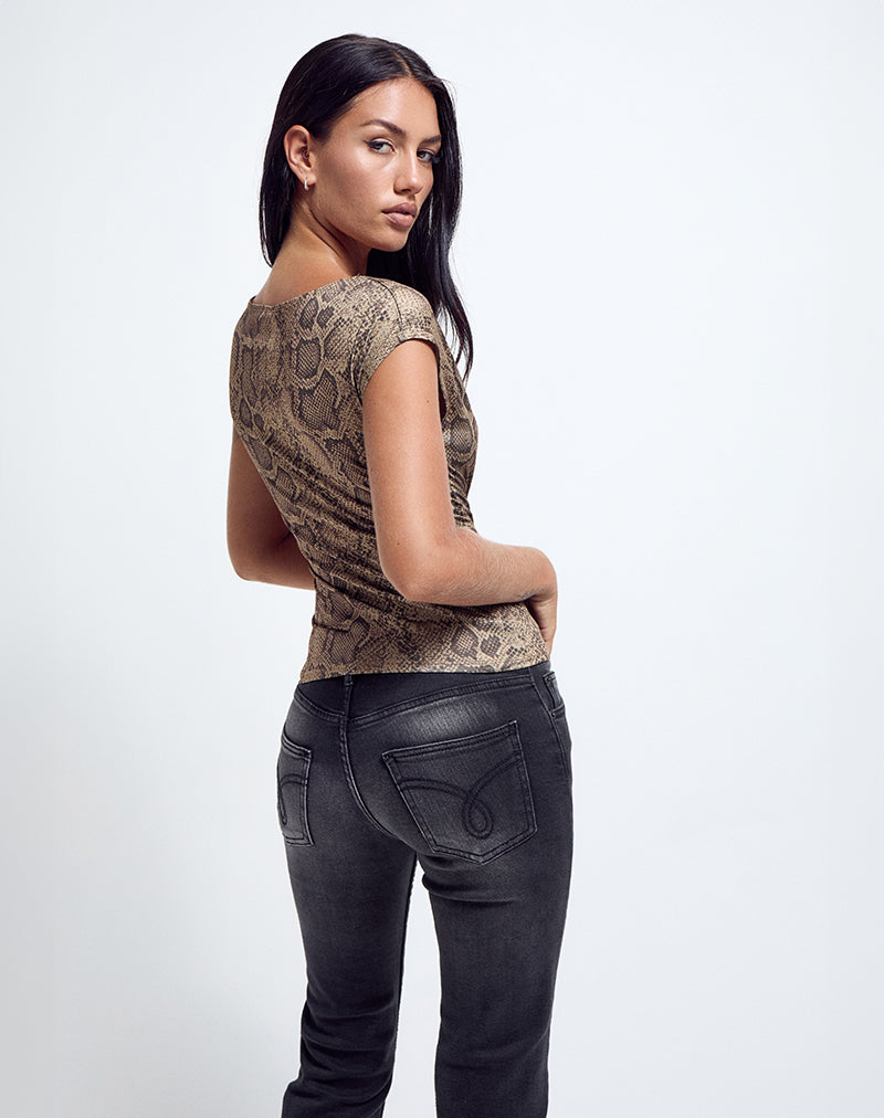Afbeelding van Nova Top in bruine slangenprint