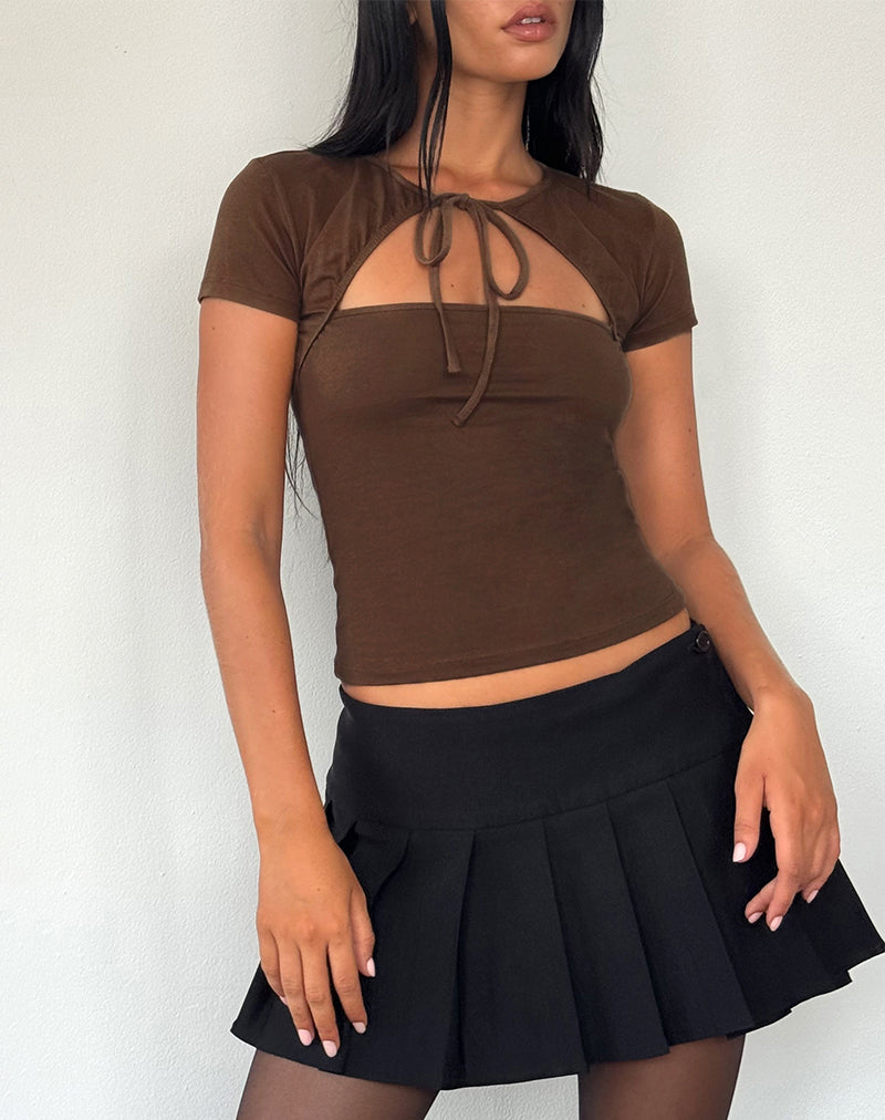 Novalie Top met Stropdas in Cacao