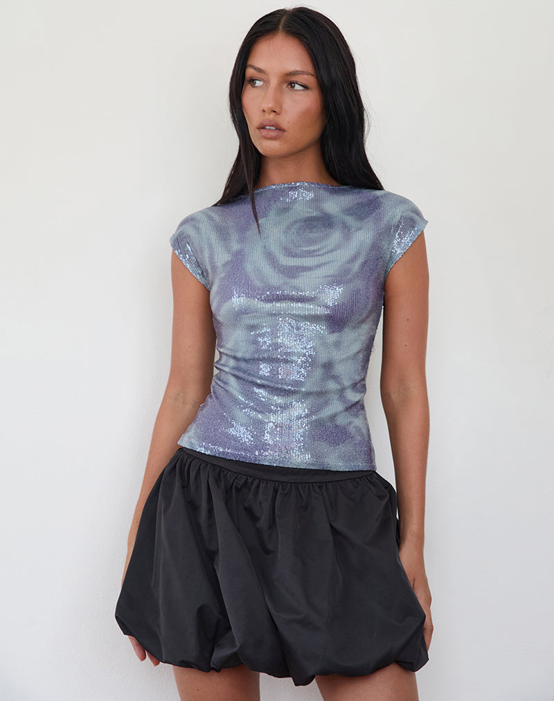 Novaria Top in Pailletten Abstract Roségrijs