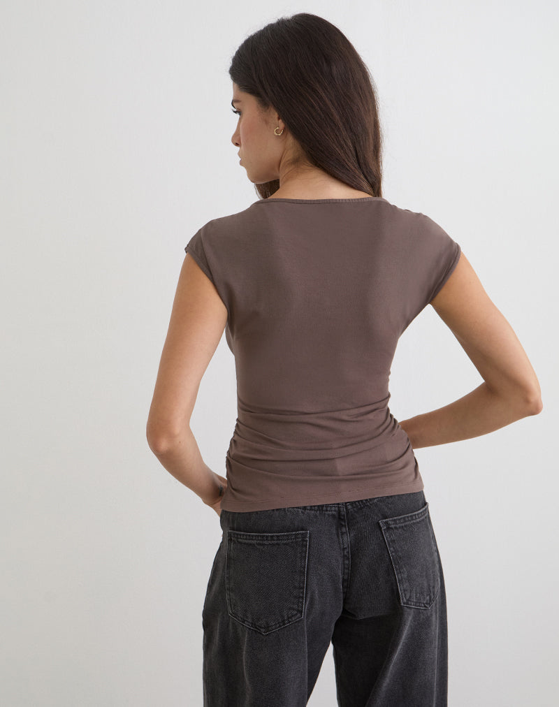 Afbeelding van Novia Top met gerimpelde zijkanten in Coffee Quartz