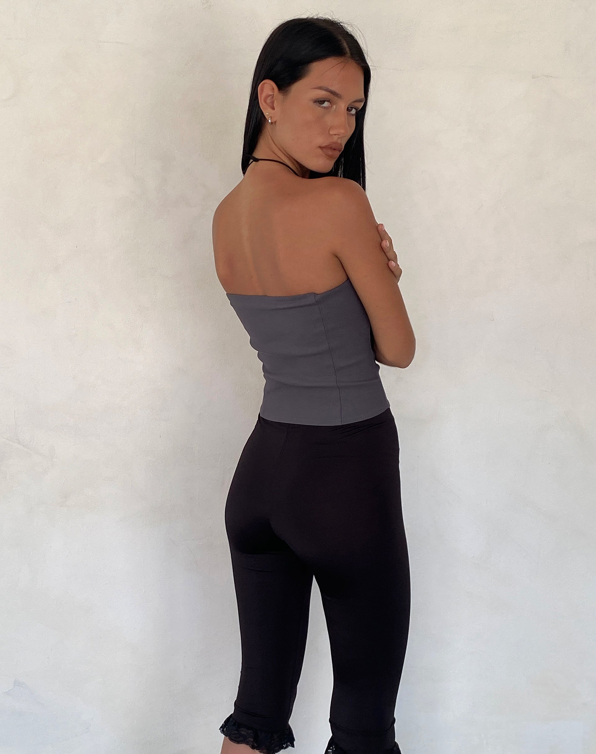 Afbeelding van Novita Bandeau Top met strikdetail in Getailleerd antracietgrijs
