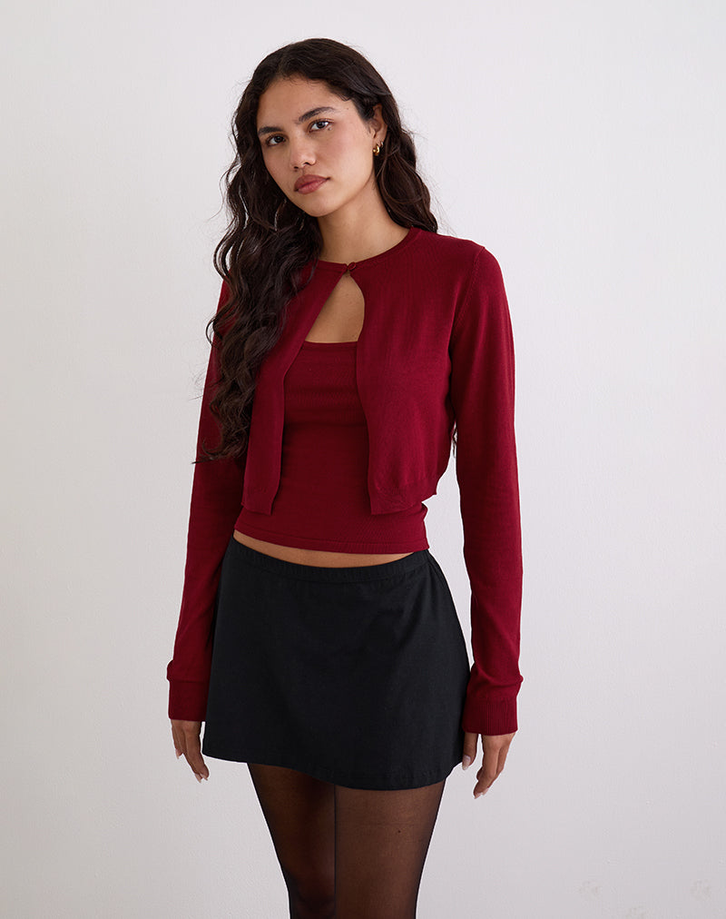 Afbeelding van Ziva Knit Cami Vest Top in Bourgondië