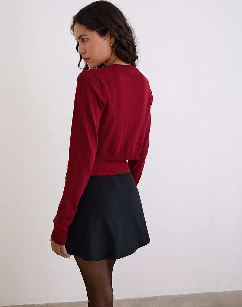Afbeelding van Nuha Cropped Cardigan in Bourgondië