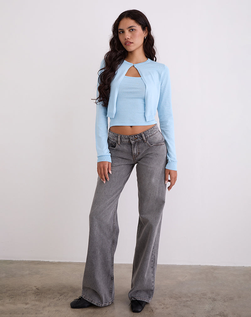 Afbeelding van Nuha Geribd Cropped Vest in Blauw