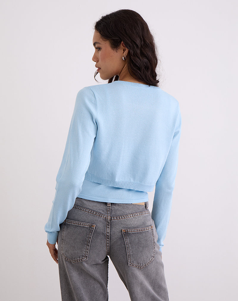 Afbeelding van Nuha Geribd Cropped Vest in Blauw