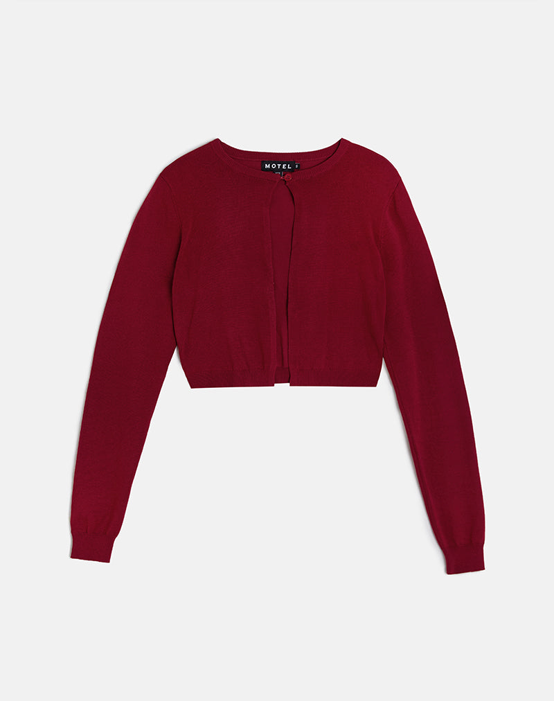 Afbeelding van Nuha Cropped Cardigan in Bourgondië