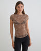 Afbeelding van Nuovo Top in Leafy Flock Dark Taupe