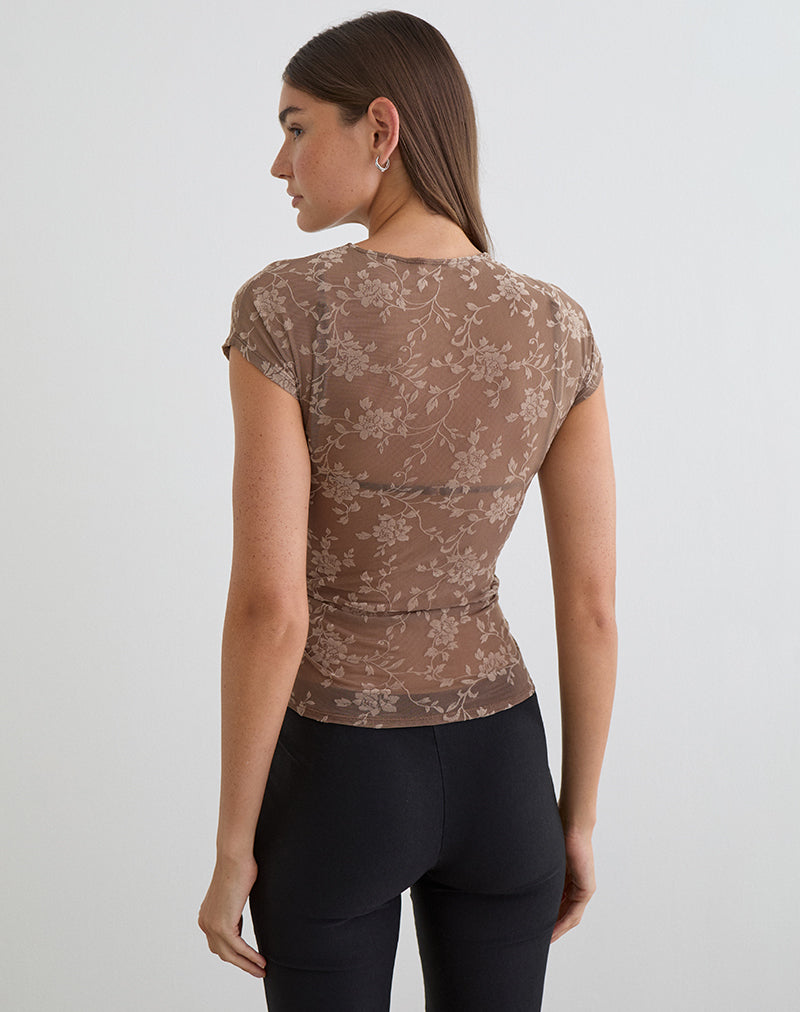 Afbeelding van Nuovo Top in Leafy Flock Dark Taupe