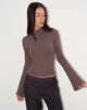 Afbeelding van Nell High Neck Long Sleeve Top in Jersey Coffee Quartz