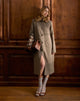 Afbeelding van Norciel Longline Coat in Geruit Bruin met Bontkraag