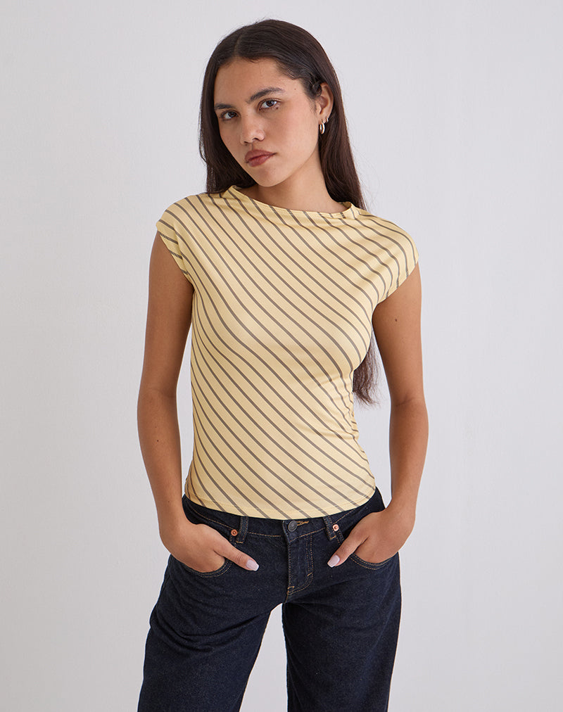 Nova Slinky Top in Gele Diagonaal Streep