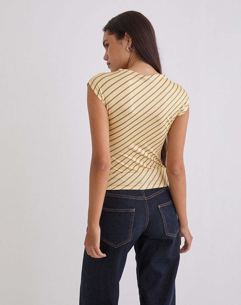 Afbeelding van Nova Slinky Top in Gele Diagonaal Streep