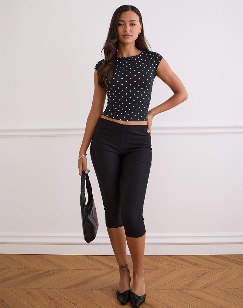 Nova Top in Zwart Polka Jersey