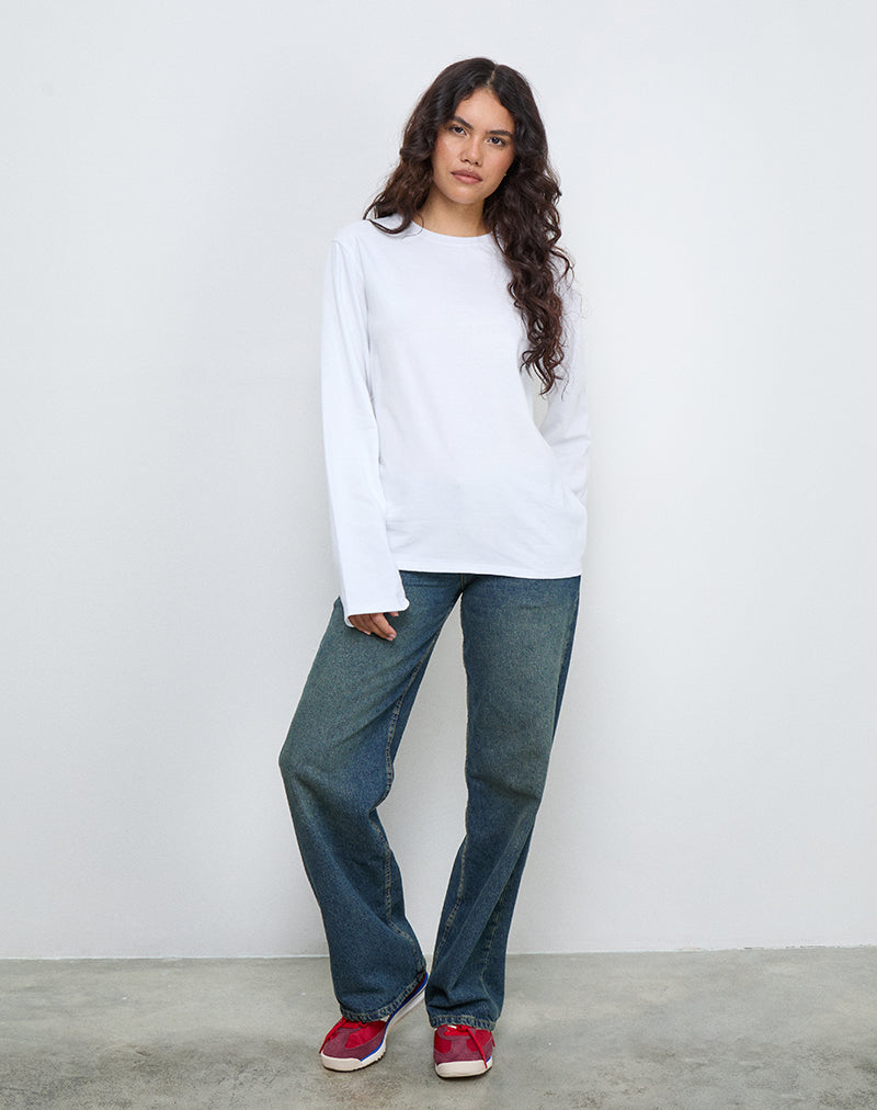 Afbeelding van OB Oversized T-shirt met lange mouwen in wit