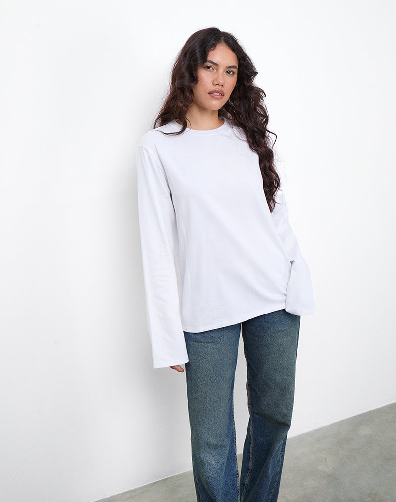 OB oversized top met lange mouwen in wit