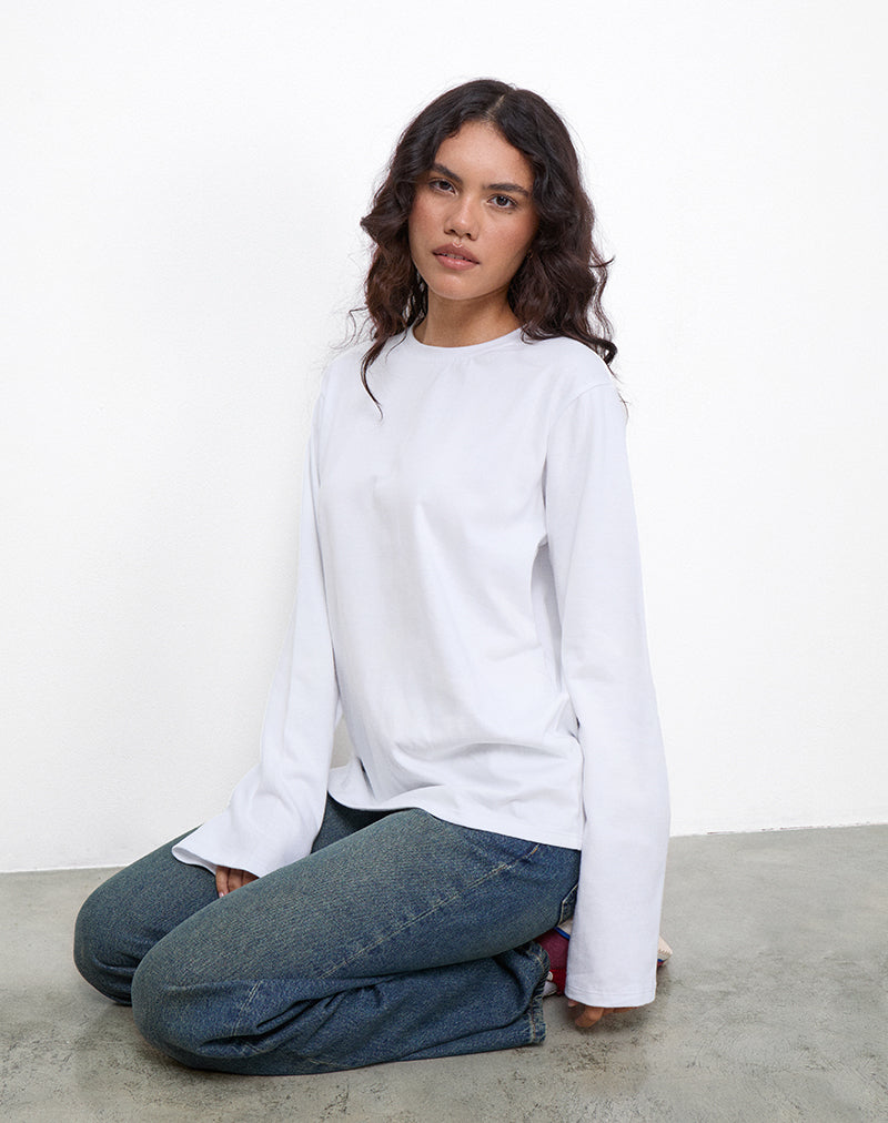 OB oversized top met lange mouwen in wit