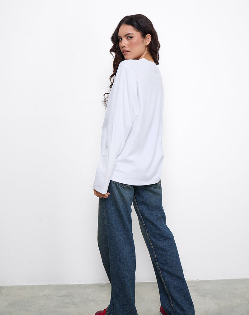 Afbeelding van OB Oversized T-shirt met lange mouwen in wit