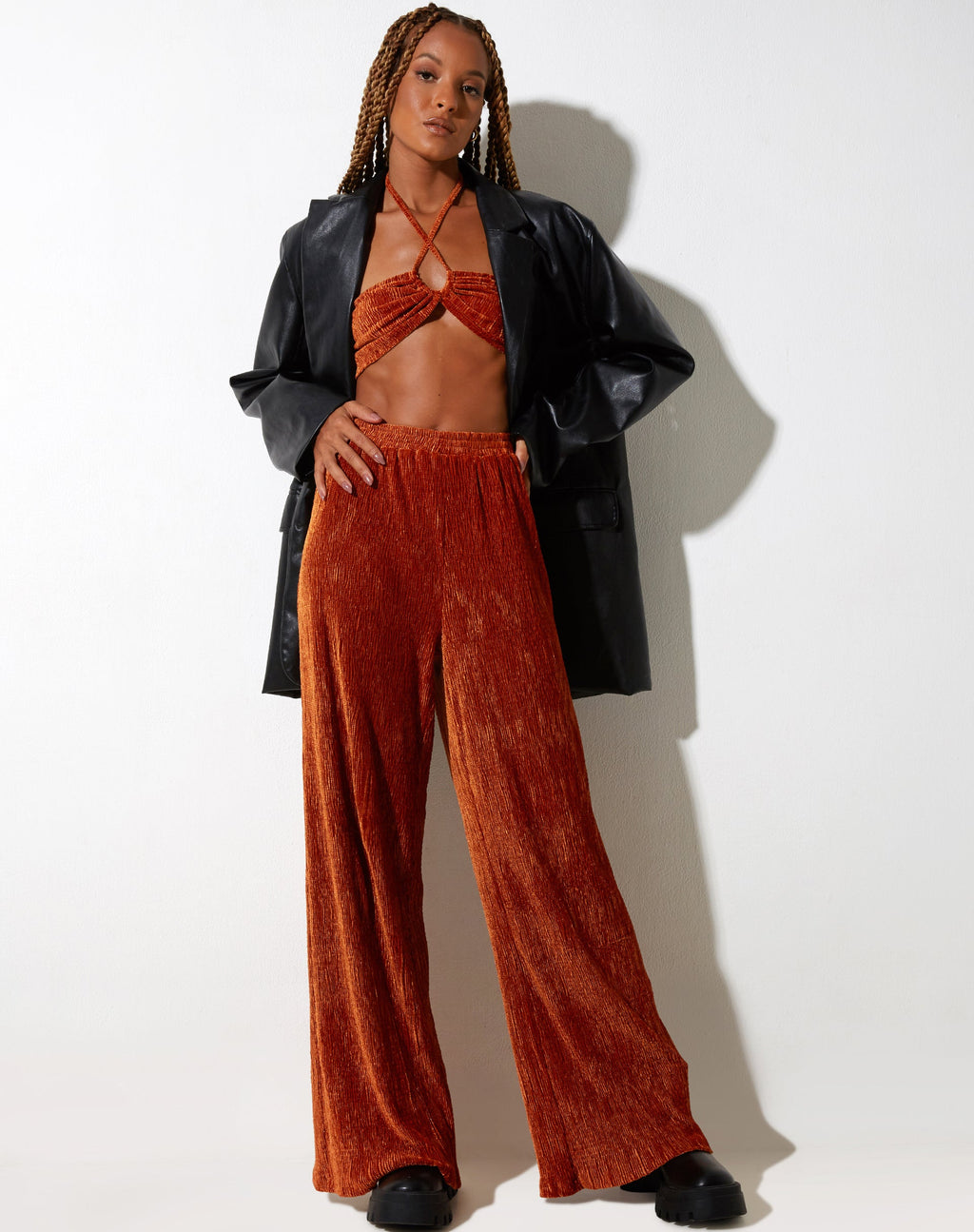 Obeli broek in fluweel roest