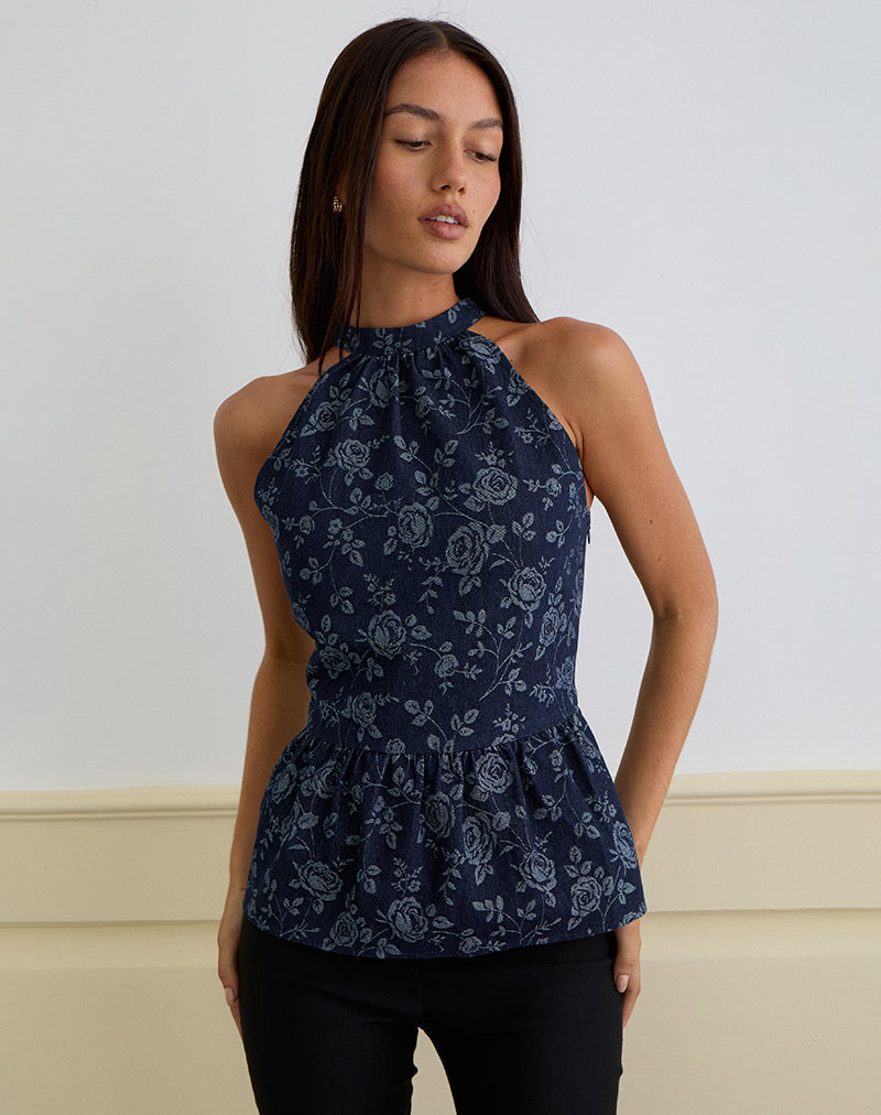 Afbeelding van Obrix Top in Chambray Indigo Rose