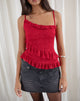 Afbeelding van Octavia Asymmetrische Cami Top in Kant Rood