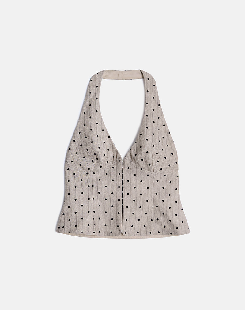 Afbeelding van Odin Vest Top in Beige met Polka Pinstripe