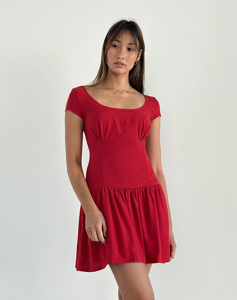 Afbeelding van Ohayo Mini Jurk in Adrenaline Rood