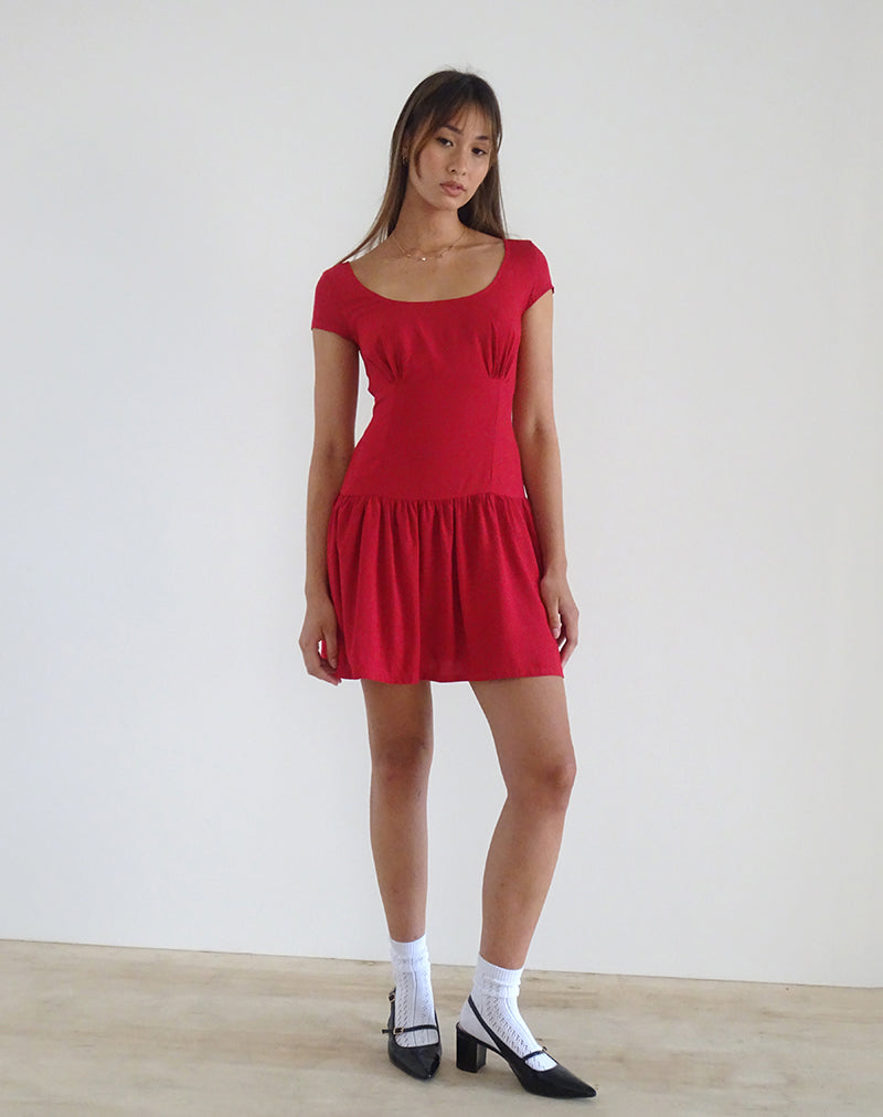 Afbeelding van Ohayo Mini Jurk in Adrenaline Rood