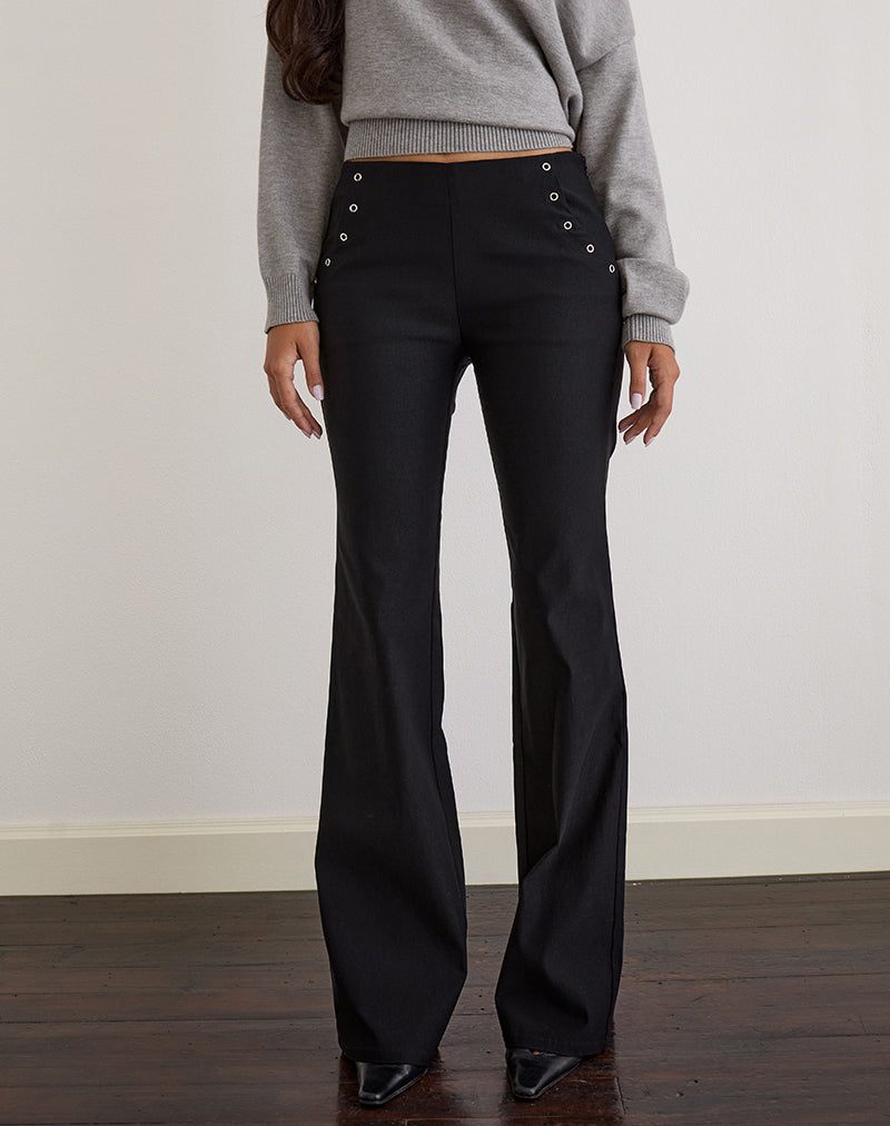 Olira Flare Broek met Oogjes in Getailleerd Zwart