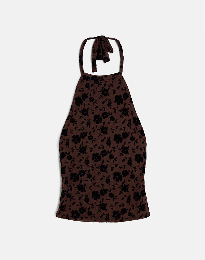 Olivera Top in Bruin Tuinbloemen