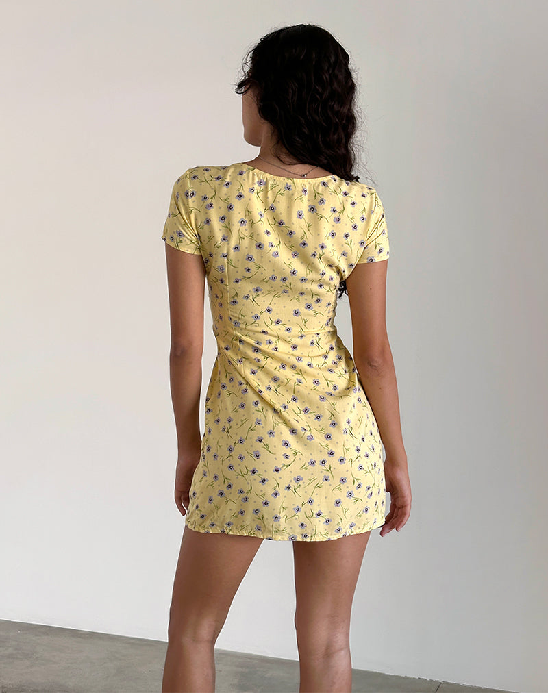 Afbeelding van Omoni Mini Dress in Wild Flower Lemon Drop