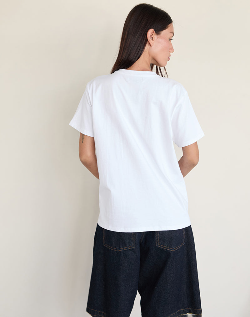 Afbeelding van Oversize Basic T-shirt in Wit met Gemini Motel Pet Print