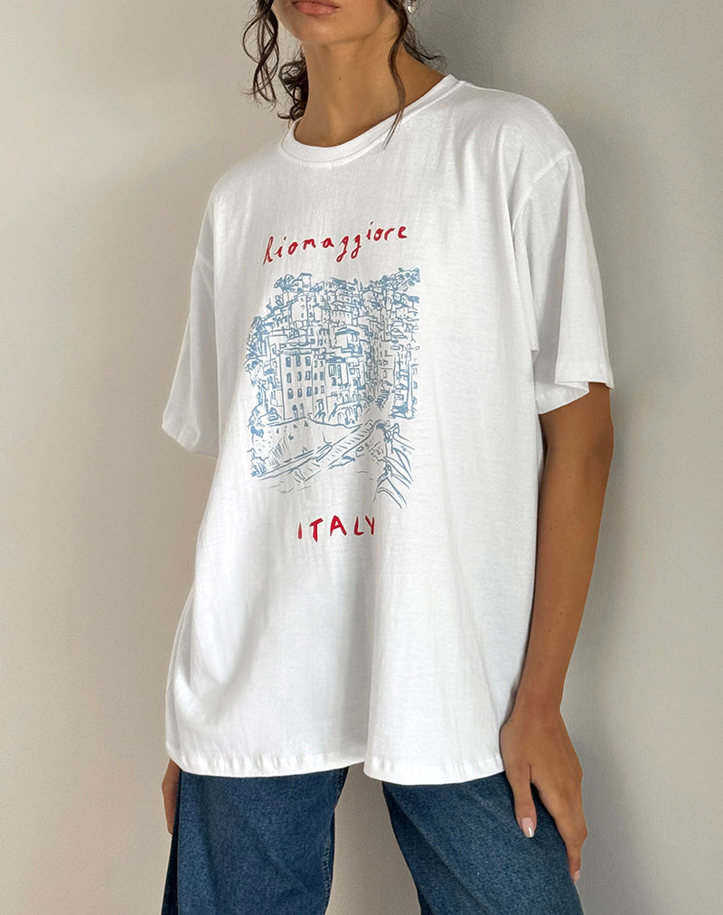 Afbeelding van Oversized Basic T-shirt in Riomaggiore Italië Wit