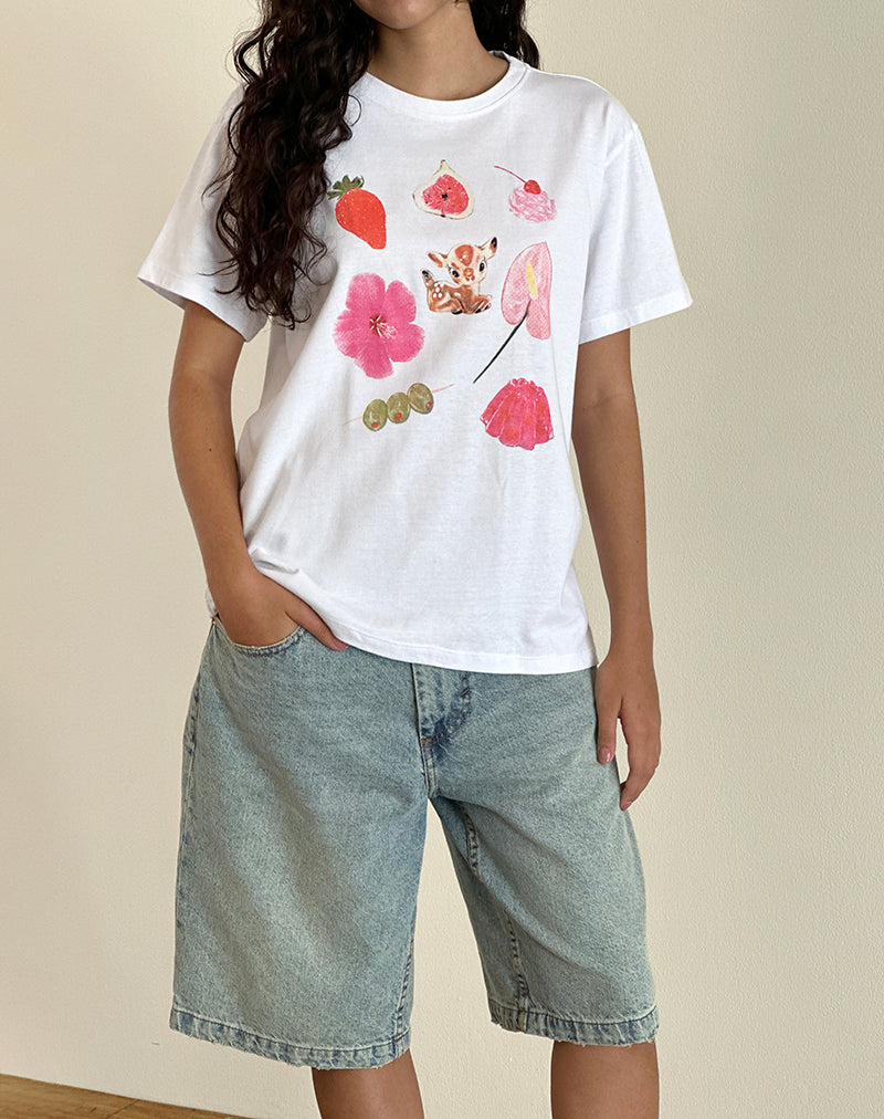 Oversized Basic T-shirt in White Cuties
