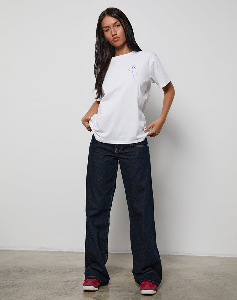 Oversized Basic T-shirt in wit met Doing My Best-grafiek